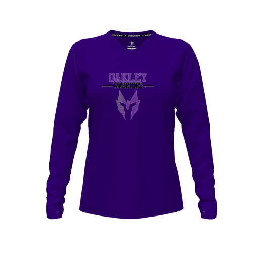 [FTLVCFPP-FYXS-LOGO2] Decker Comfort T-Shirt (Female Youth XS, Purple, V Neck, Logo 2, Long Sleeve)