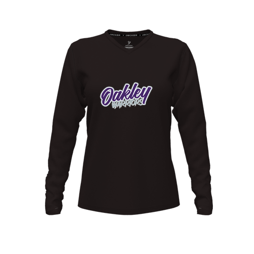[CUS-DFW-TEES-PER-VNK-LSL-BLK-FYXS-LOGO1] Performance T-Shirt (Female Youth XS, Black, V Neck, Logo 1, Long Sleeve)