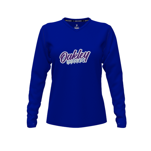[FTLVPTRY-FYXS-LOGO1] Decker Performance T-Shirt (Female Youth XS, Royal, V Neck, Logo 1, Long Sleeve)
