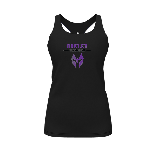 [CUS-DFW-RCBK-PER-BLK-FYS-LOGO2] Racerback Tank Top (Female Youth S, Black, Logo 2)