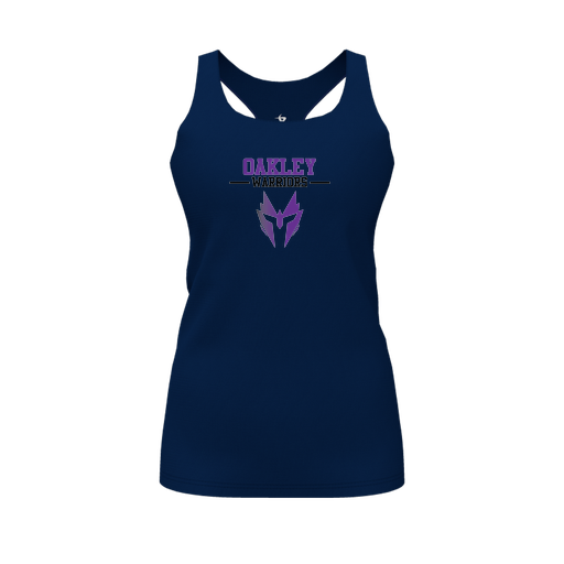 [CUS-DFW-RCBK-PER-NVY-FYS-LOGO2] Racerback Tank Top (Female Youth S, Navy, Logo 2)