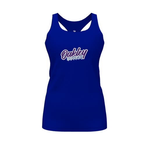 [CUS-DFW-RCBK-PER-RYL-FYS-LOGO1] Racerback Tank Top (Female Youth S, Royal, Logo 1)