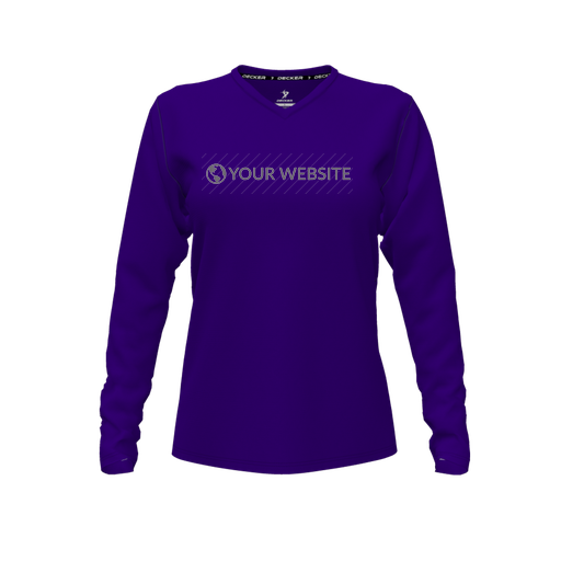 [CUS-DFW-TEES-CMF-VNK-LSL-PUR-FYXS-LOGO3] Comfort T-Shirt (Female Youth XS, Purple, V Neck, Logo 3, Long Sleeve)