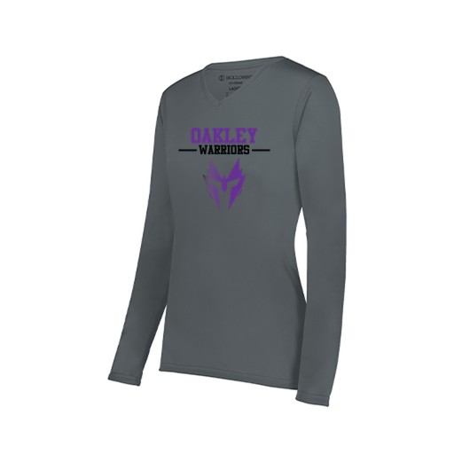 [222824.059.S-LOGO2] Ladies LS Smooth Sport Shirt (Female Adult S, Gray, Logo 2)